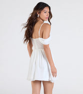 Sheer Fave Chiffon Cold-Shoulder Corset Skater Dress